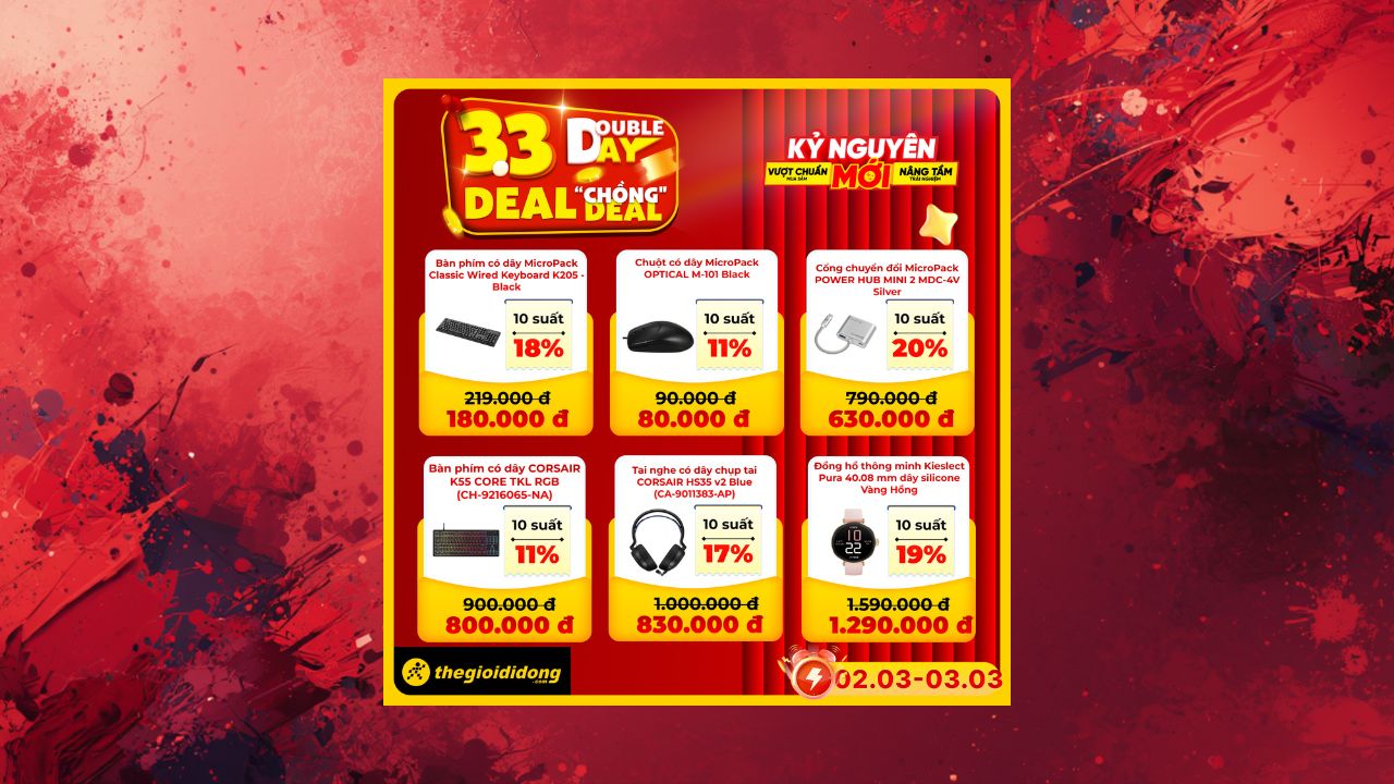 Double day 3/3 – Săn phụ kiện xịn, giảm đến 50%, chỉ có tại TGDĐ
