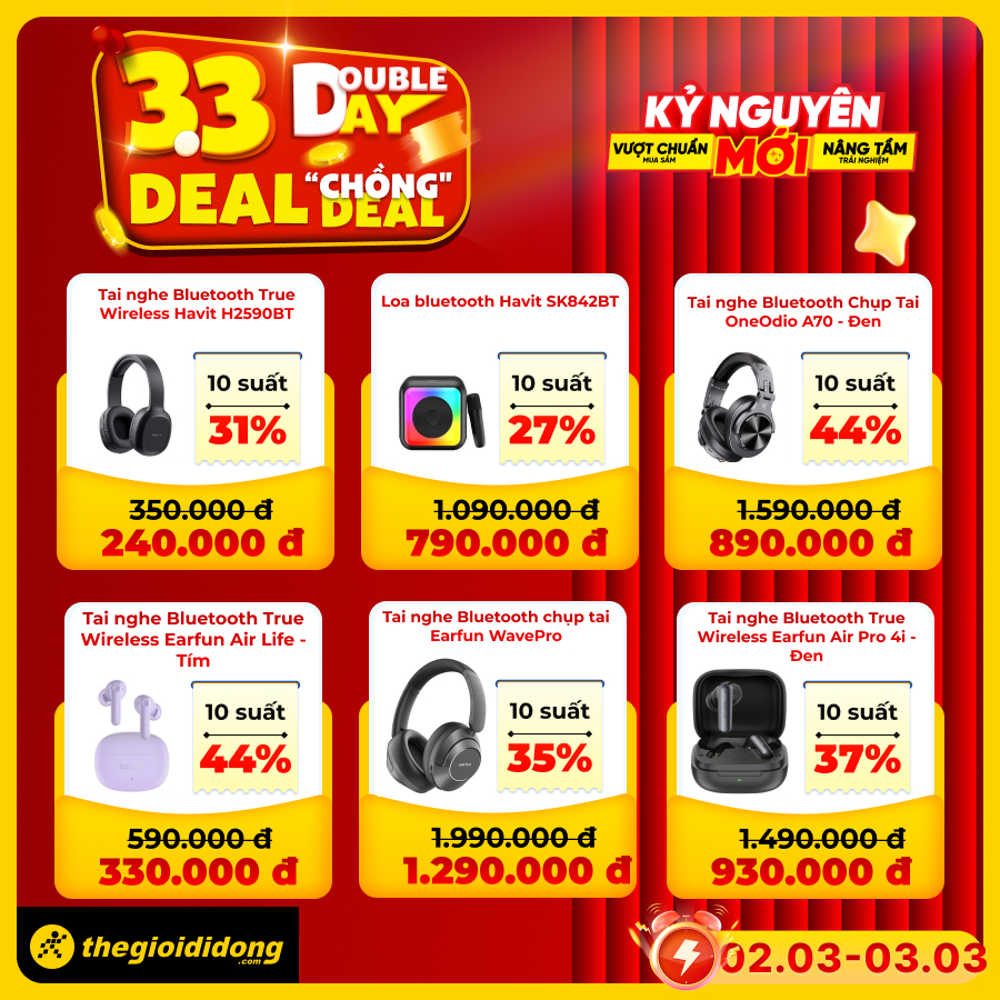 Double day 3/3 – Săn phụ kiện xịn, giảm đến 50%, chỉ có tại TGDĐ