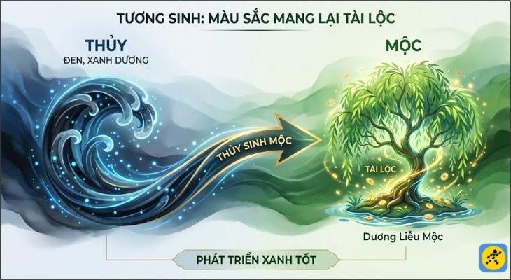 Dựa trên nguyên lý Thủy sinh Mộc, màu Đen và Xanh dương là những gam màu đại cát cho tuổi 2002 Dựa trên nguyên lý Thủy sinh Mộc, màu Đen và Xanh dương là những gam màu đại cát cho tuổi 2002