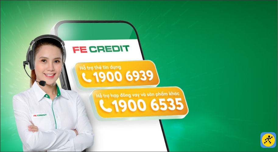 Tổng đài hỗ trợ chung (Dành cho mọi khách hàng) của FE Credit là 1900 6535