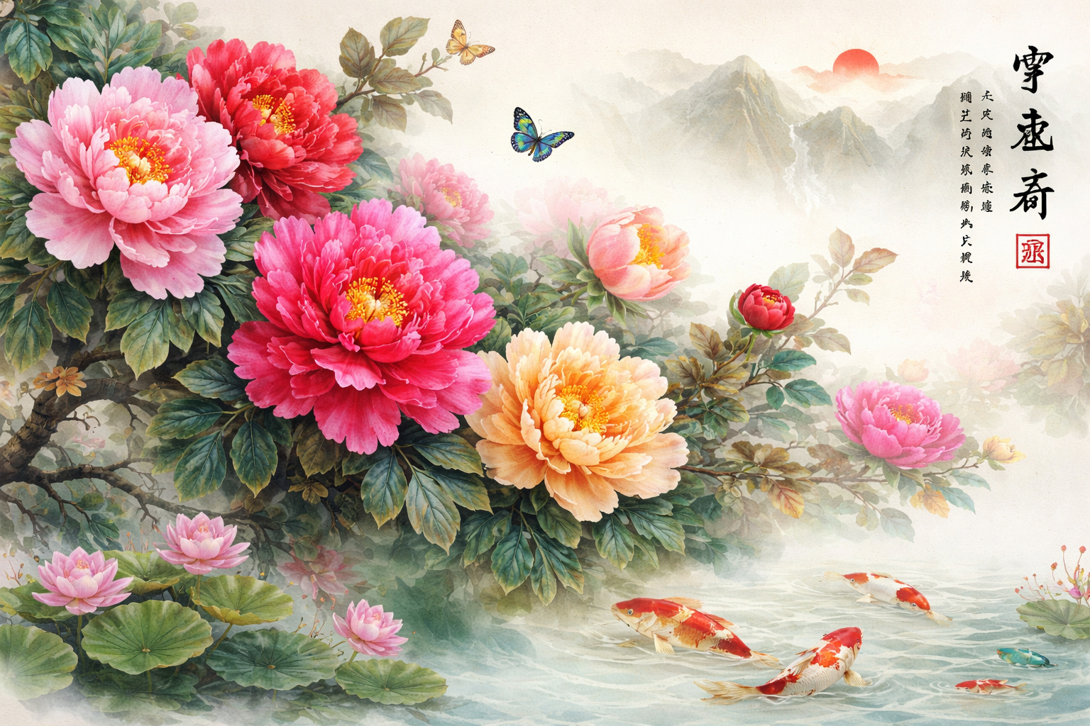 Hoa mẫu đơn cổ trang, thủy mặc mang vẻ đẹp hoài cổ, thanh tịnh và thể hiện gu thẩm mỹ tinh tế Hoa mẫu đơn cổ trang, thủy mặc mang vẻ đẹp hoài cổ, thanh tịnh và thể hiện gu thẩm mỹ tinh tế