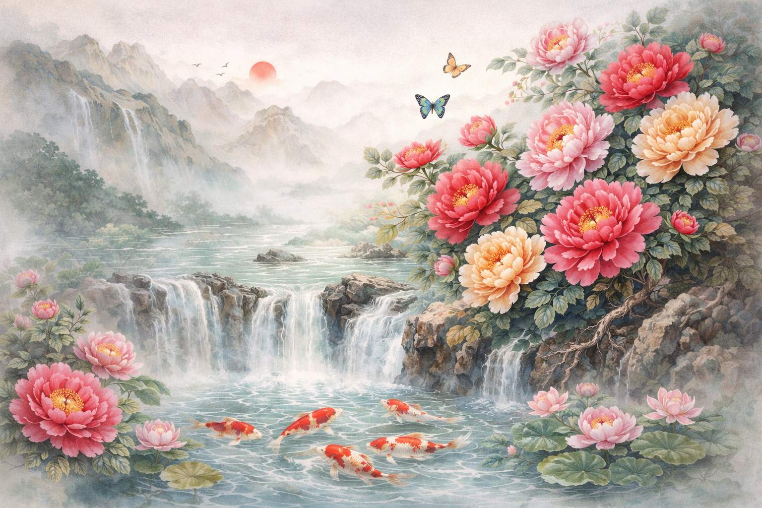 Hoa mẫu đơn cổ trang, thủy mặc mang vẻ đẹp hoài cổ, thanh tịnh và thể hiện gu thẩm mỹ tinh tế Hoa mẫu đơn cổ trang, thủy mặc mang vẻ đẹp hoài cổ, thanh tịnh và thể hiện gu thẩm mỹ tinh tế