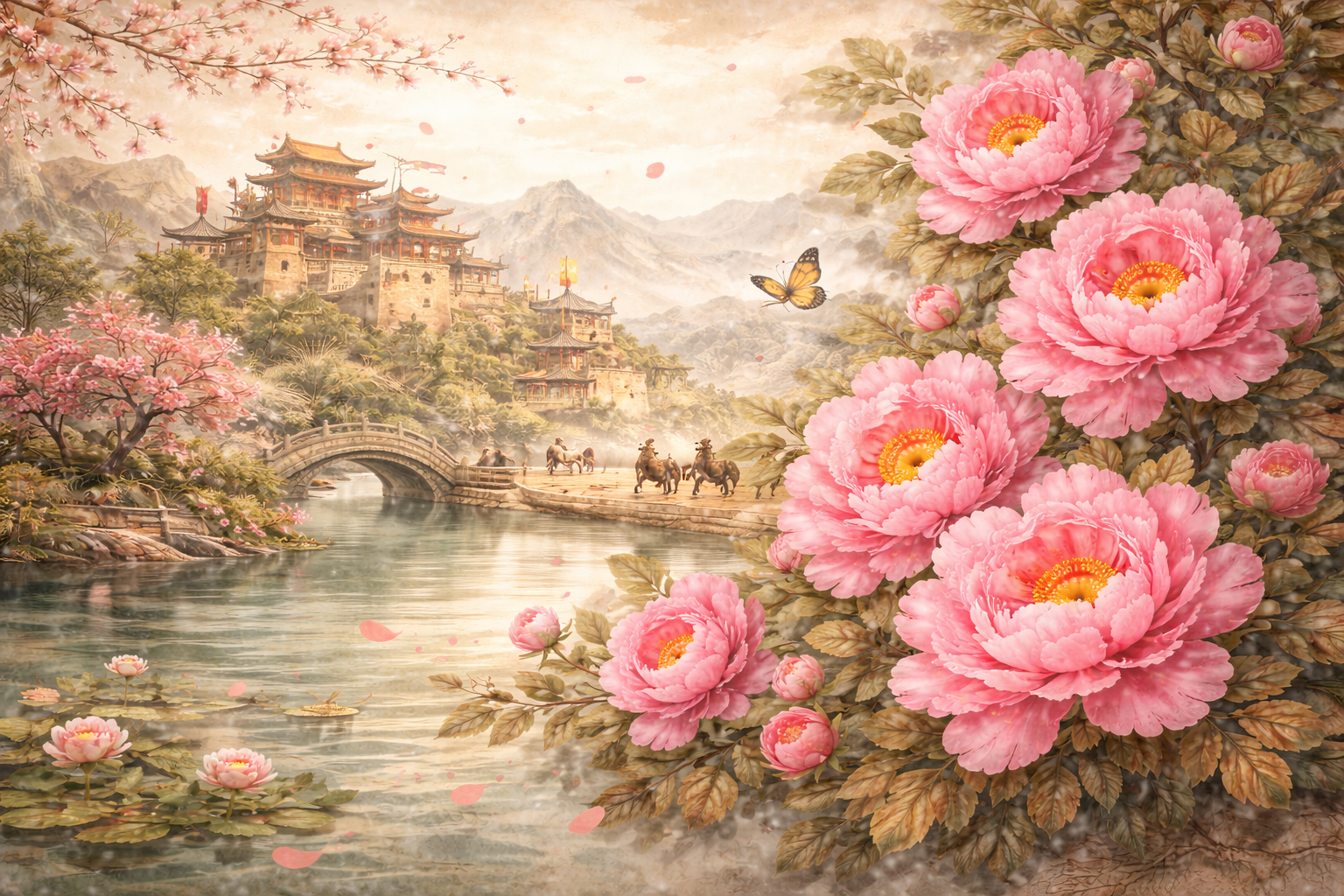 Hoa mẫu đơn cổ trang, thủy mặc mang vẻ đẹp hoài cổ, thanh tịnh và thể hiện gu thẩm mỹ tinh tế Hoa mẫu đơn cổ trang, thủy mặc mang vẻ đẹp hoài cổ, thanh tịnh và thể hiện gu thẩm mỹ tinh tế