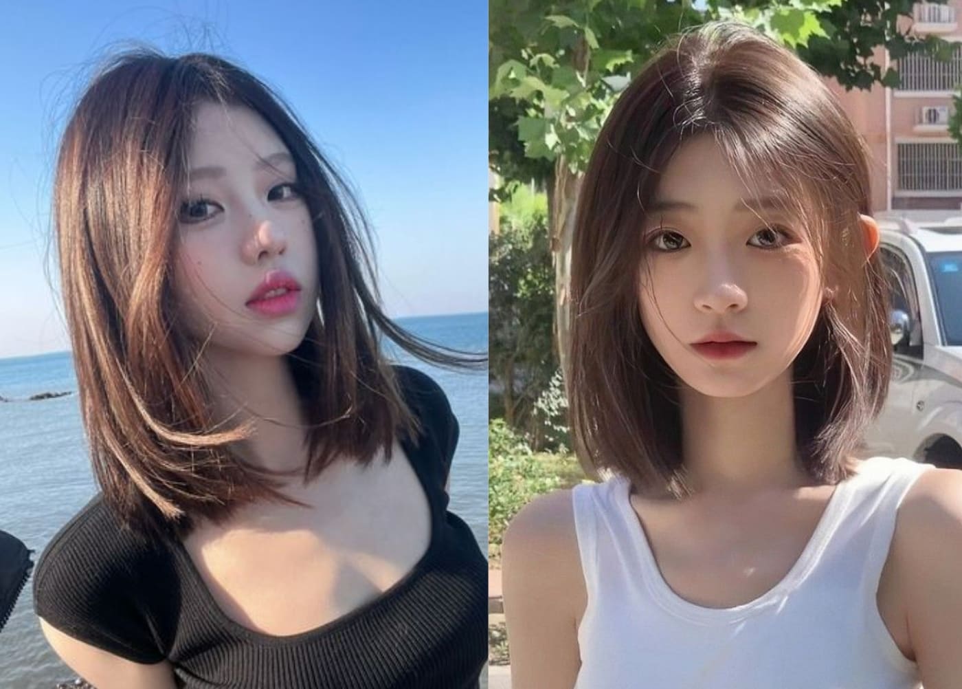 Tóc ngang vai cắt bằng 