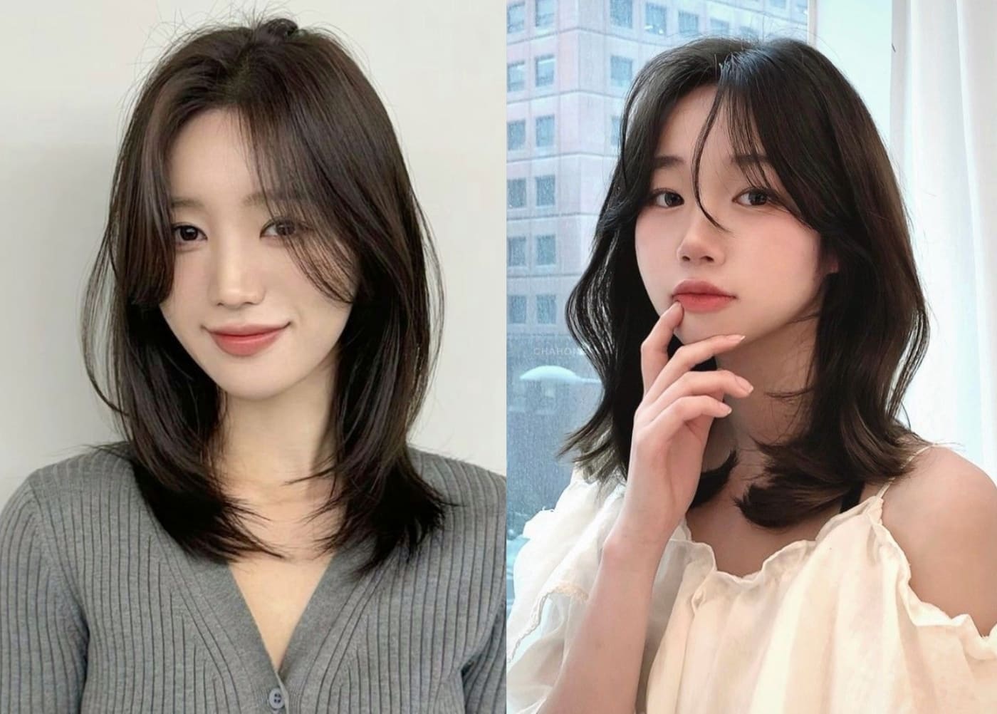 Tóc ngang vai layer kết hợp mái bay