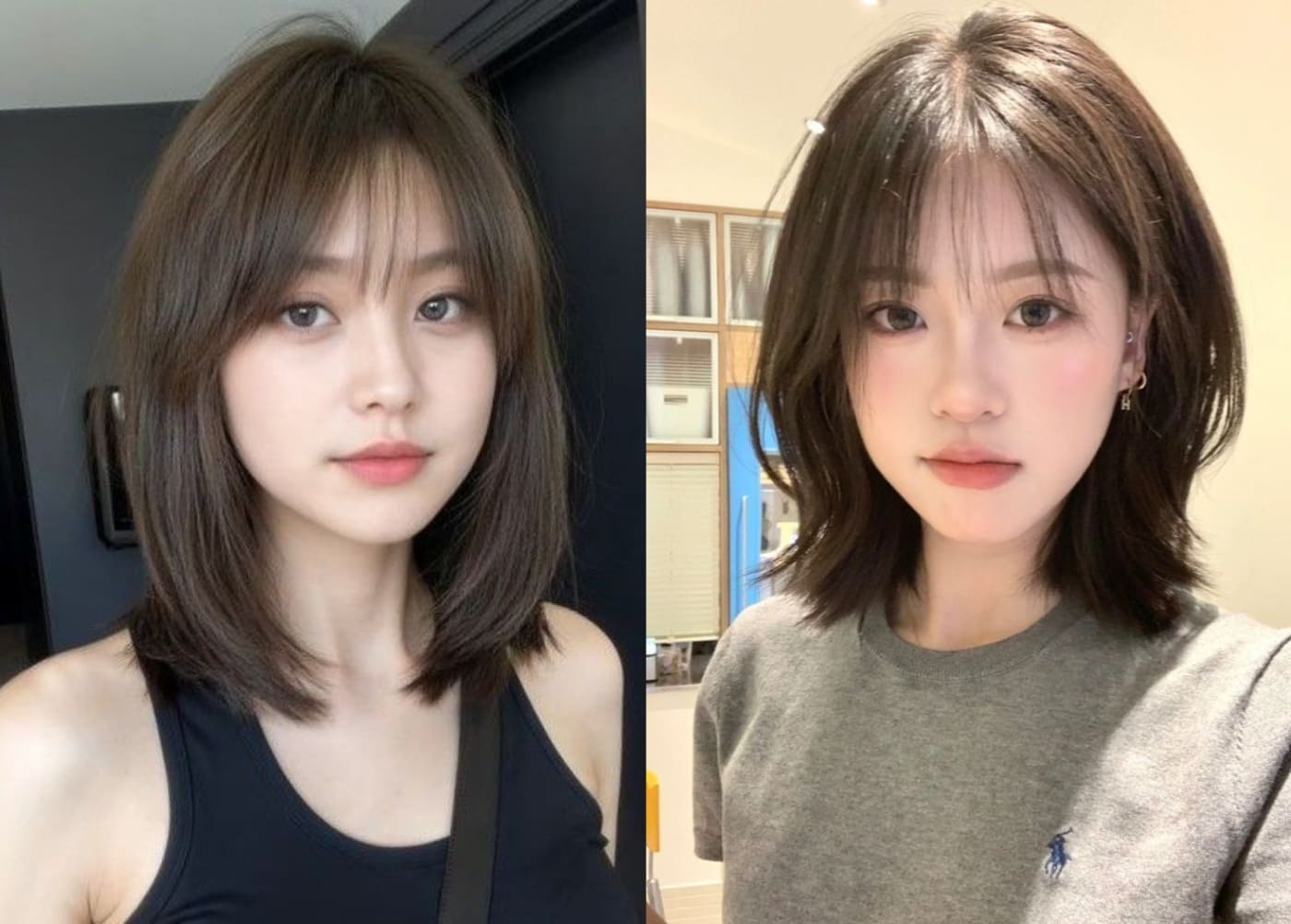 Tóc ngang vai mái thưa 