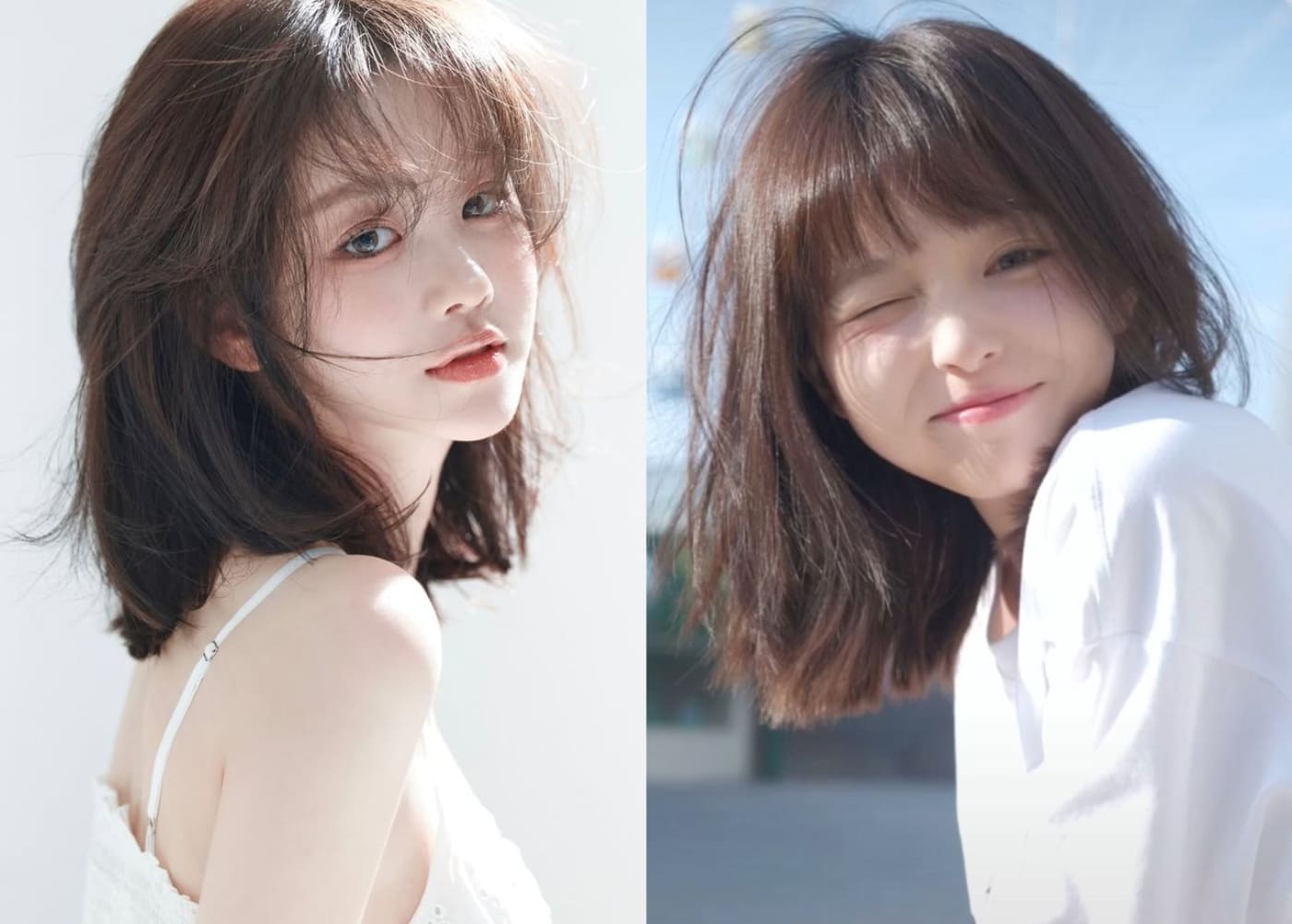 Tóc ngang vai nhuộm nâu sáng da