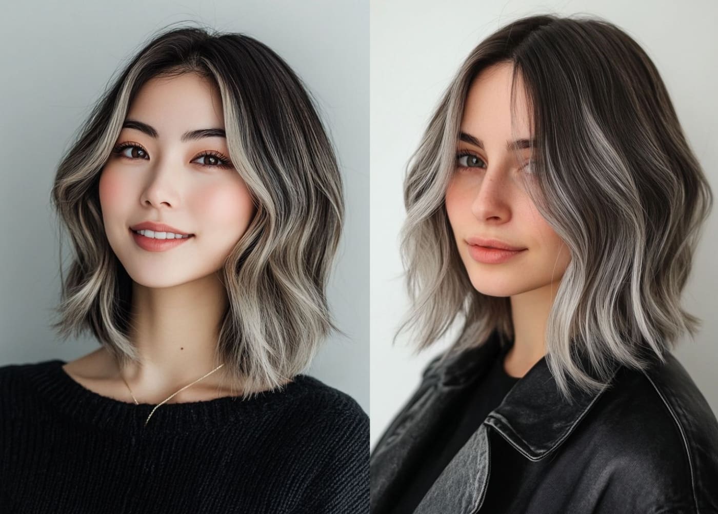 Tóc ngang vai ombre khói