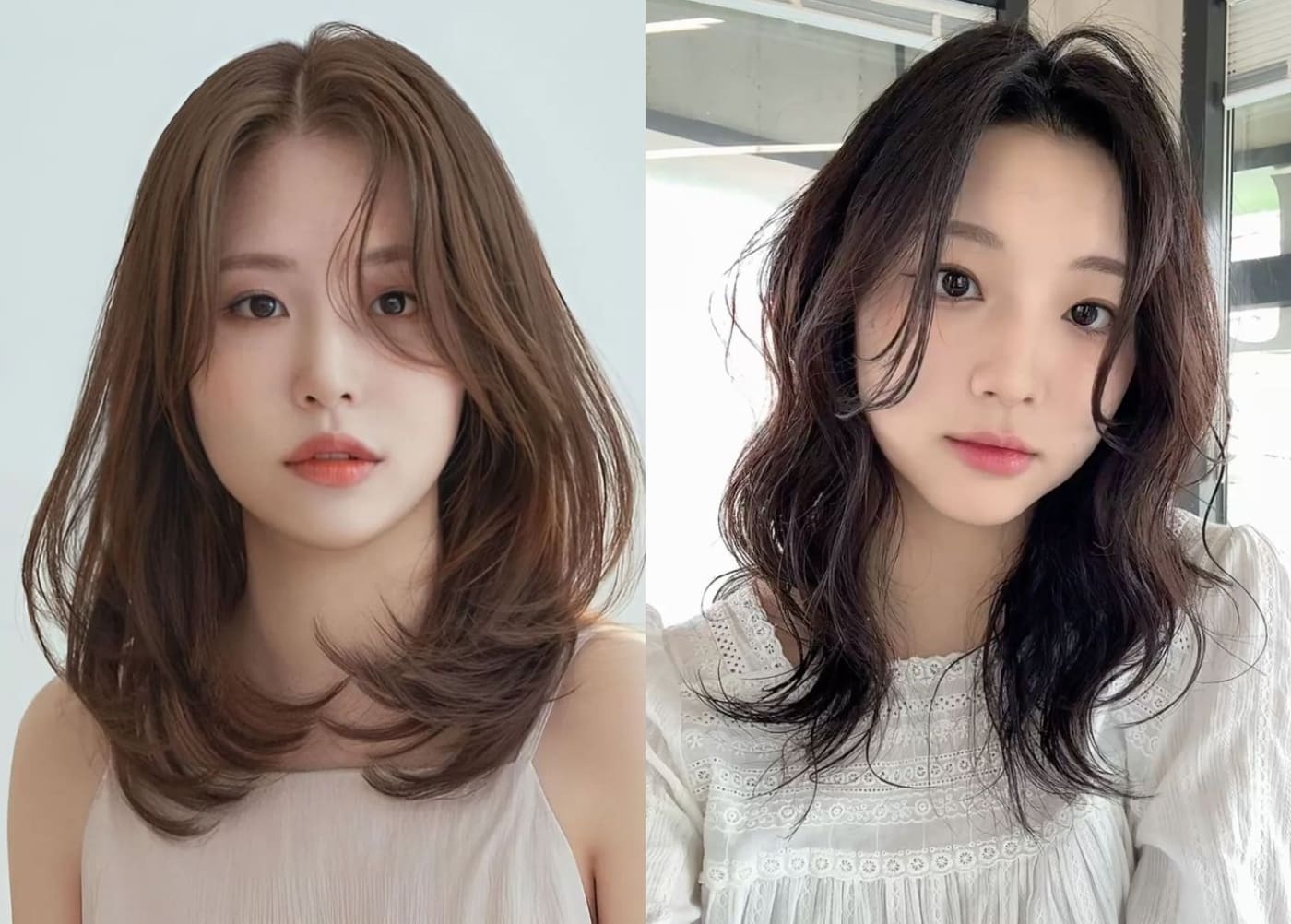 Tóc ngang vai rẽ ngôi giữa