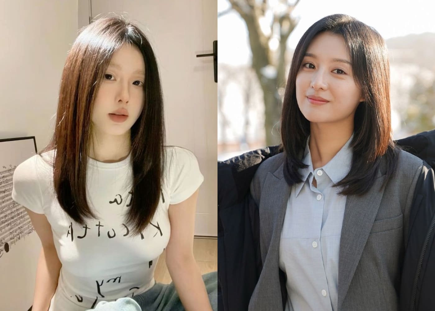 Tóc ngang vai thẳng tự nhiên không mái