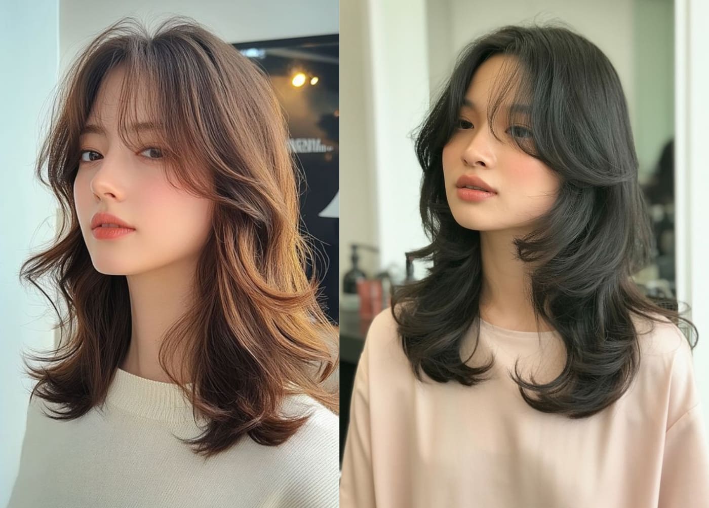 Tóc ngang vai uốn sóng nước lọn to