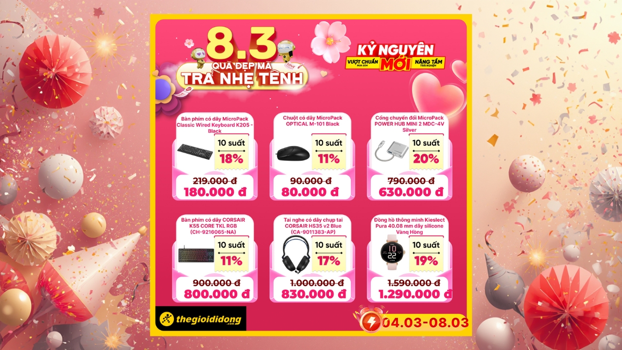Tặng đúng gu - Quà đúng ý: Săn phụ kiện 8/3 giảm đến 50%