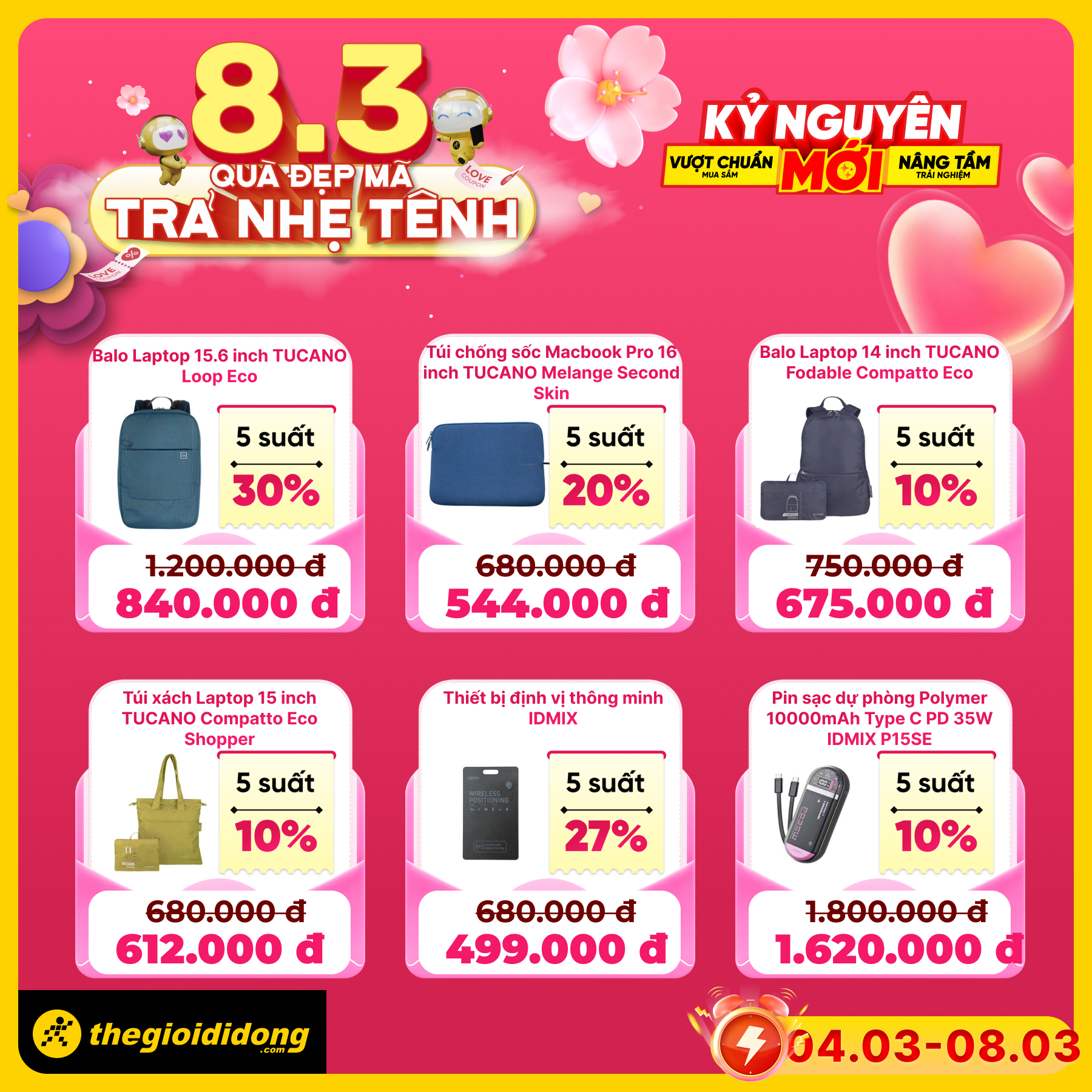 Tặng đúng gu - Quà đúng ý: Săn phụ kiện 8/3 giảm đến 50%