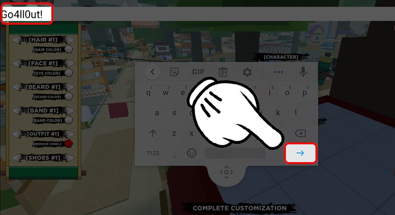 Bước 4: Nhập code và nhấn mũi tên xanh
