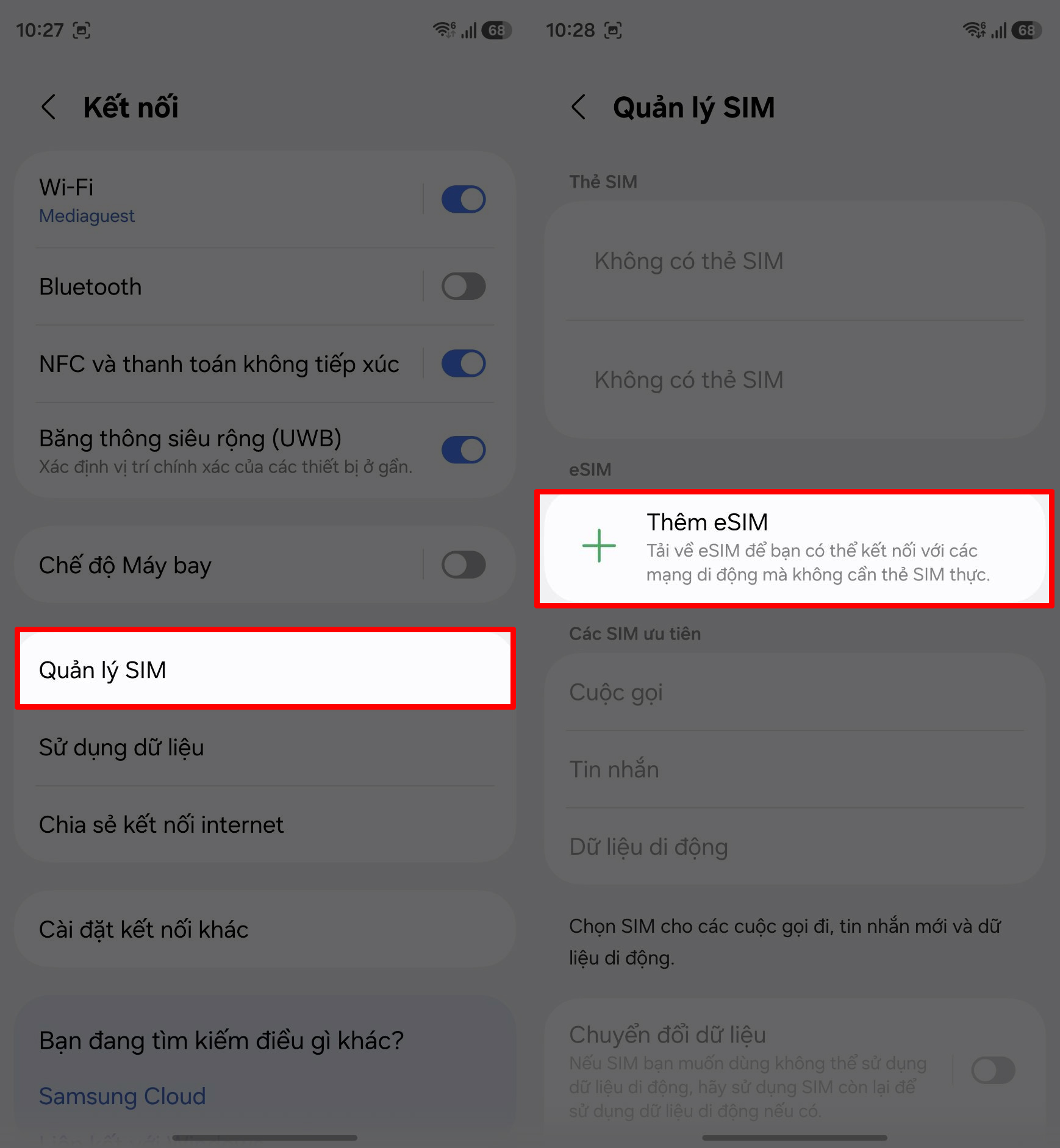 Cách thêm eSIM vào Galaxy S26 Series