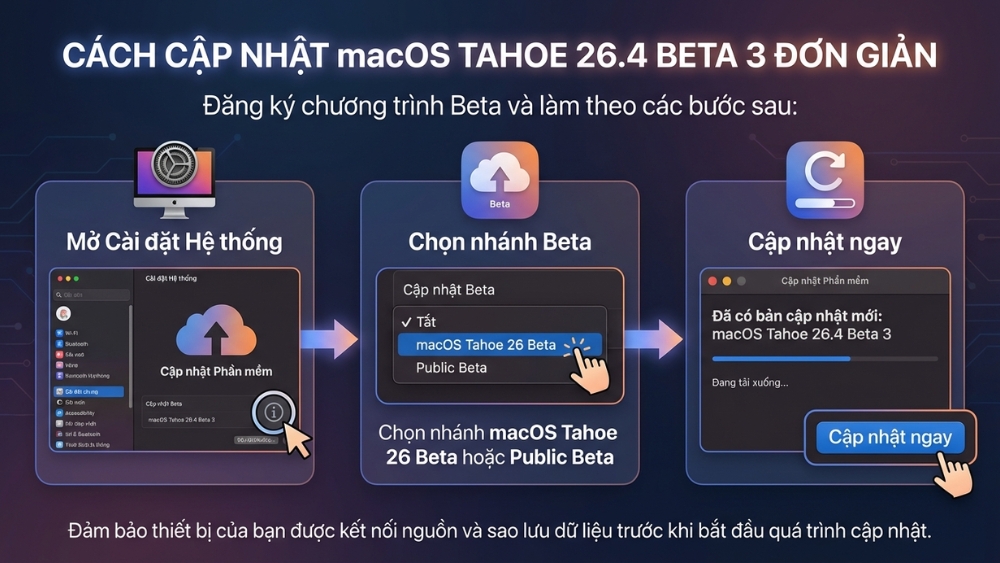 C&aacute;ch cập nhật macOS Tahoe 26.4 Beta 3