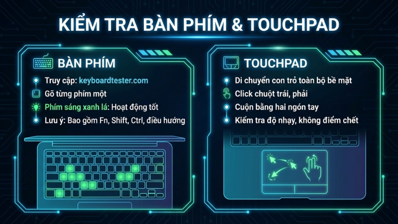 Test B&agrave;n ph&iacute;m (Keyboard) v&agrave; Touchpad