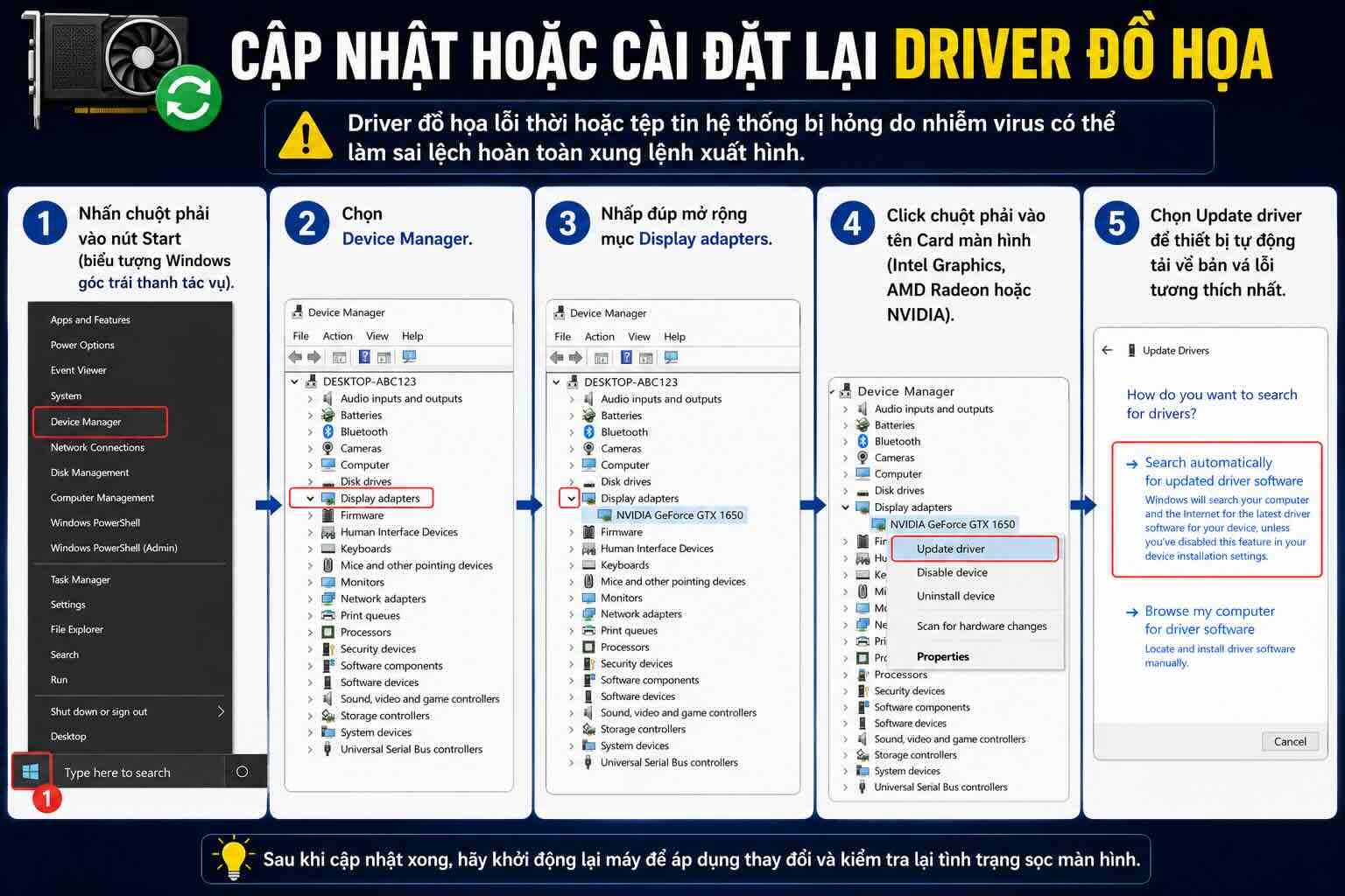 C&aacute;ch cập nhật hoặc c&agrave;i đặt lại Drive