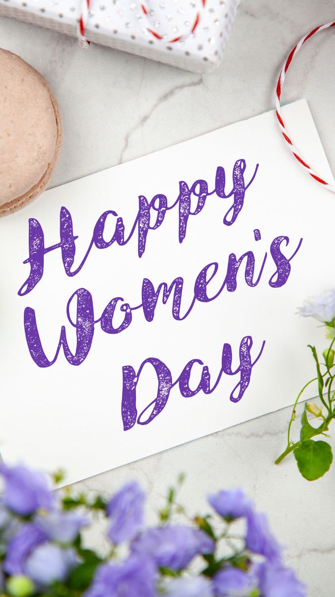 Hình nền 8/3 phong cách chibi đáng yêu với màu sắc tươi sáng, icon vui nhộn mang lại cảm giác tích cực