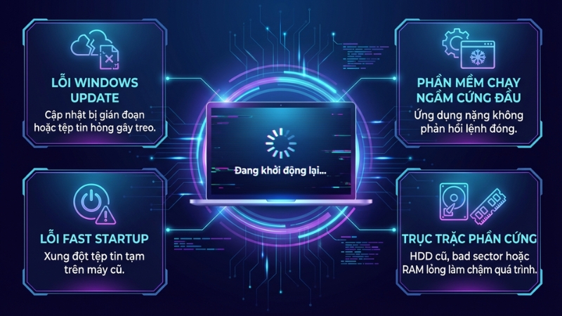 Nguy&ecirc;n nh&acirc;n khiến laptop bị treo ở m&agrave;n h&igrave;nh Restarting