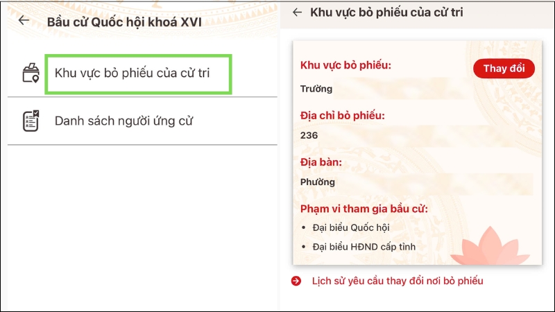 Xem th&ocirc;ng tin địa điểm bỏ phiếu