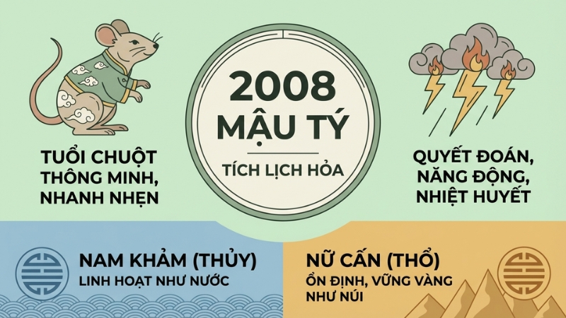 Người sinh năm 2008 thuộc tuổi Mậu T&yacute; mệnh Hỏa