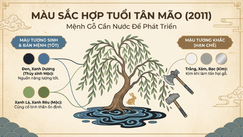 Tuổi T&acirc;n M&atilde;o hợp m&agrave;u  đen, xanh dương
