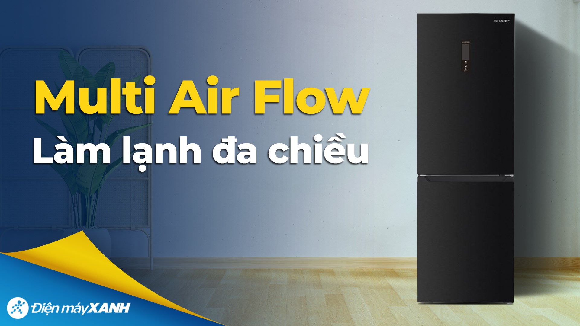 Tủ lạnh Sharp Inverter 323 lít SJ-BF330V-DG động cơ Inverter kết hợp Eco và luồng khí lạnh đa chiều Multi Air Flow 