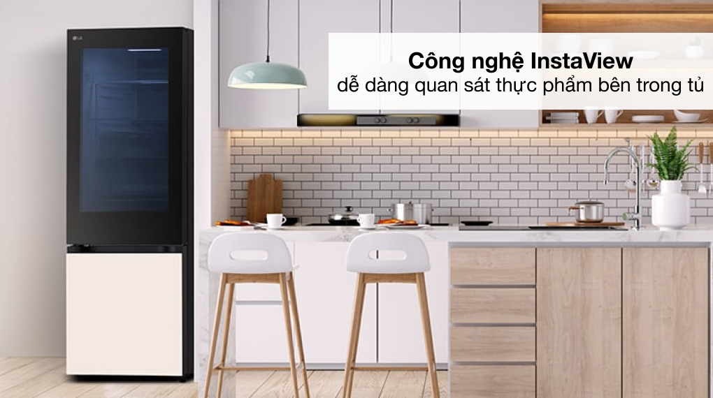 Tủ lạnh LG ngăn đá dưới InstaView LBB33BGMAI gõ nhẹ nhìn xuyên thấu
