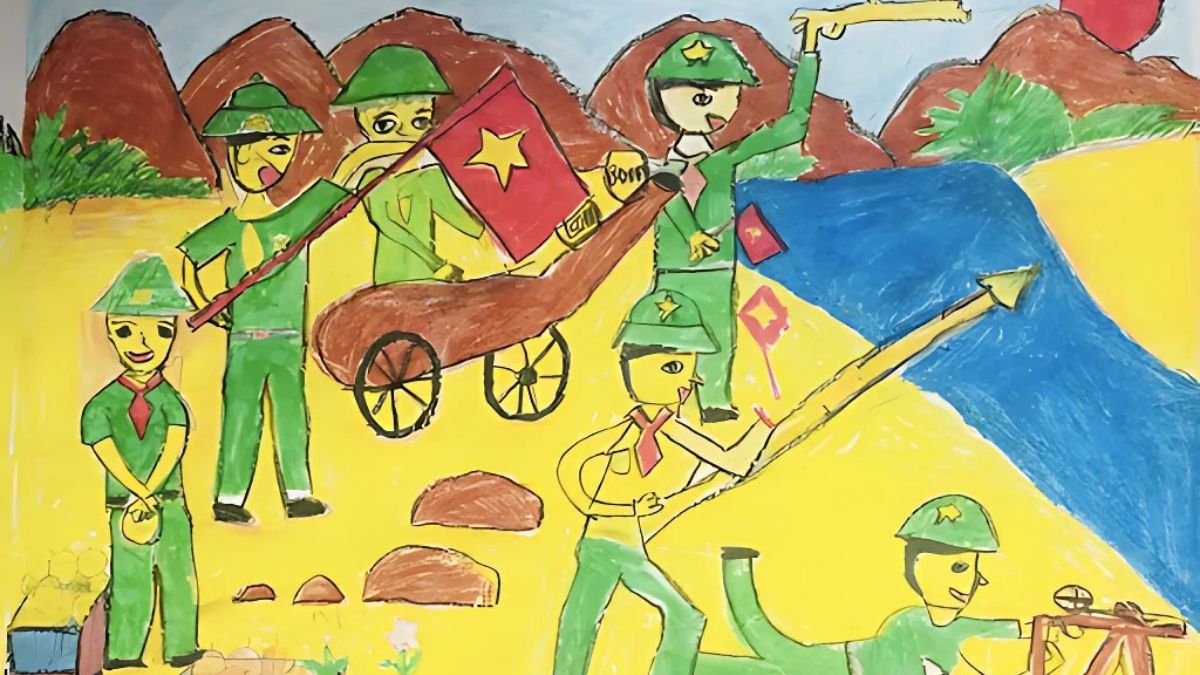 Tranh vẽ ngày 30/4 về chú bộ đội