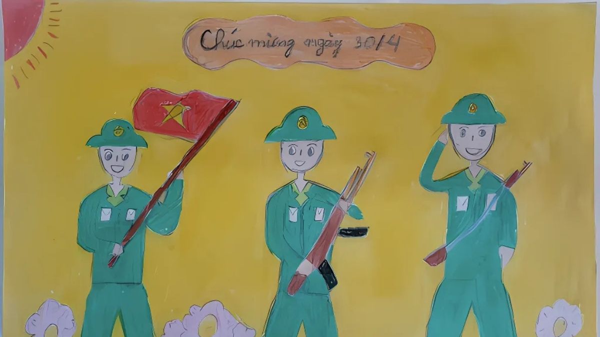 Vẽ tranh 30/4 về lá cờ Việt Nam