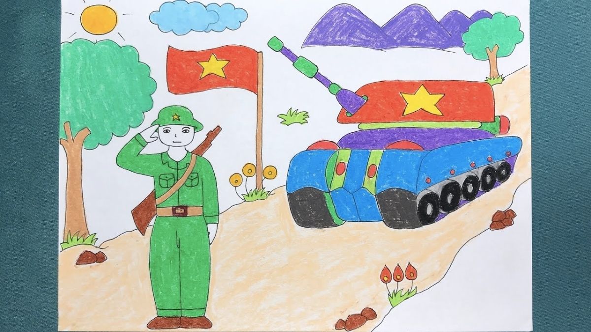 Vẽ tranh 30/4 về lá cờ Việt Nam