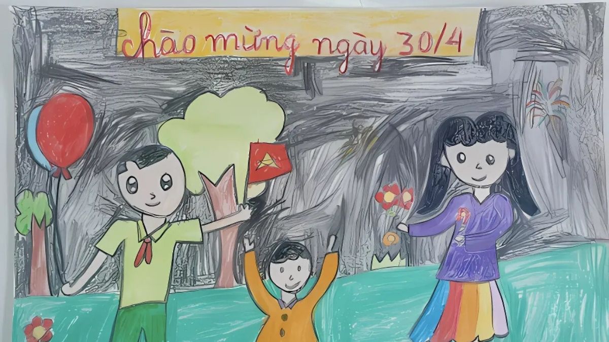 Vẽ tranh 30/4 về lá cờ Việt Nam