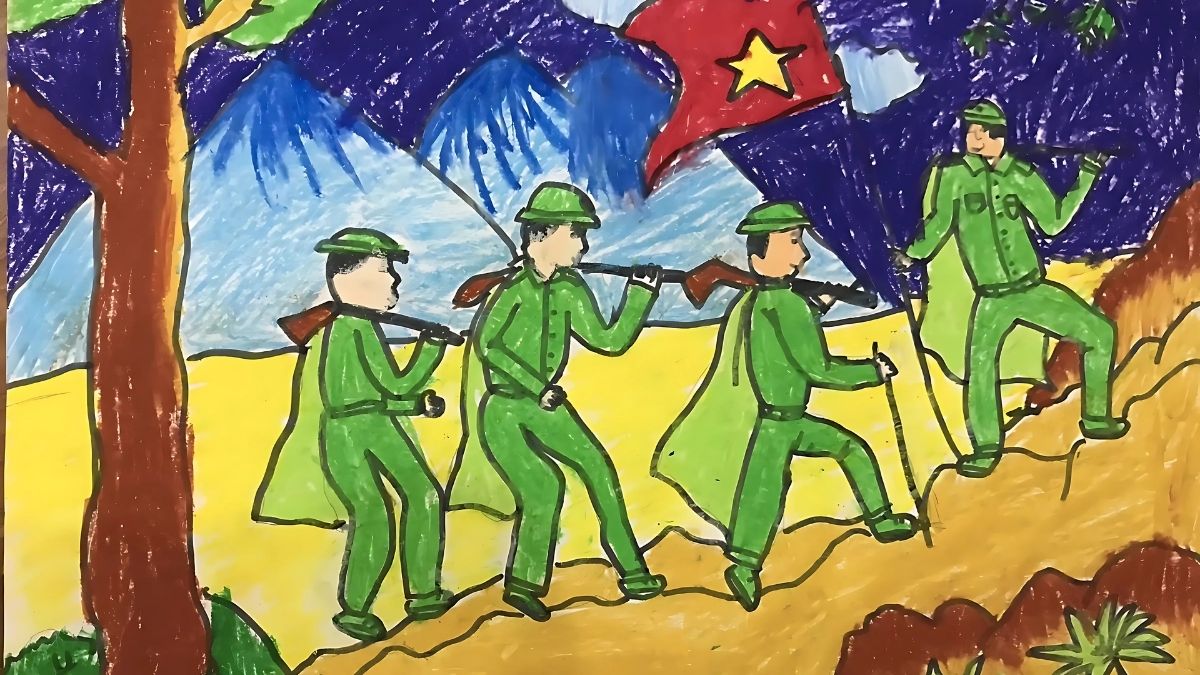 Vẽ tranh 30/4 về lá cờ Việt Nam