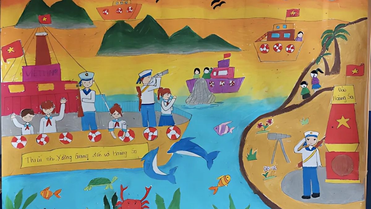 Vẽ tranh ngày 30/4 về biển đảo Việt Nam