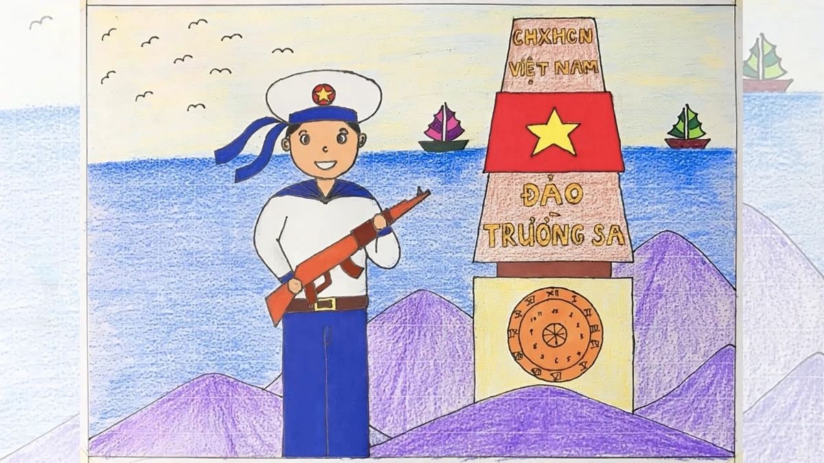 Vẽ tranh ngày 30/4 về biển đảo Việt Nam