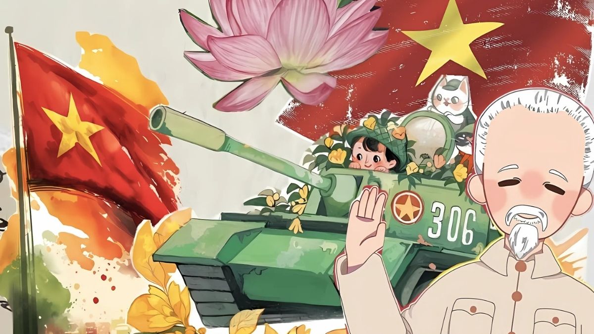 Vẽ tranh diễu hành ngày 30/4