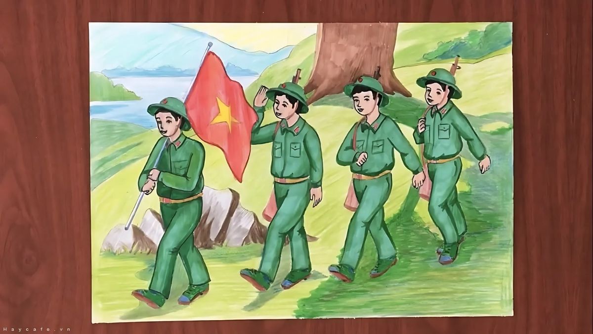 Vẽ tranh diễu hành ngày 30/4