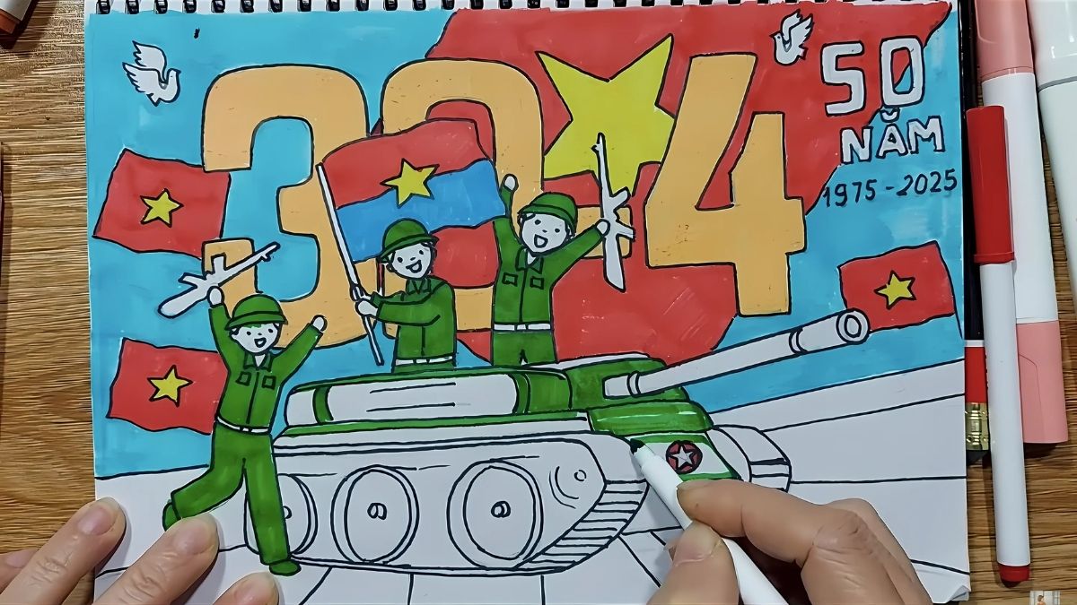 Bước 4: Tô màu bức tranh