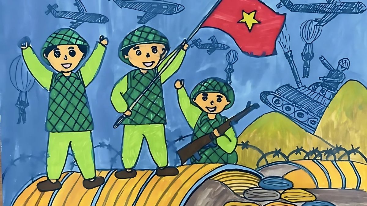 Vẽ tranh diễu hành ngày 30/4