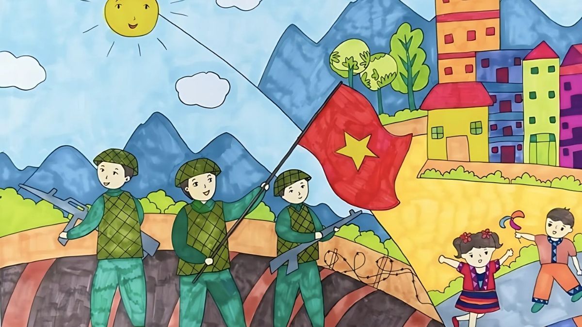 Vẽ tranh diễu hành ngày 30/4