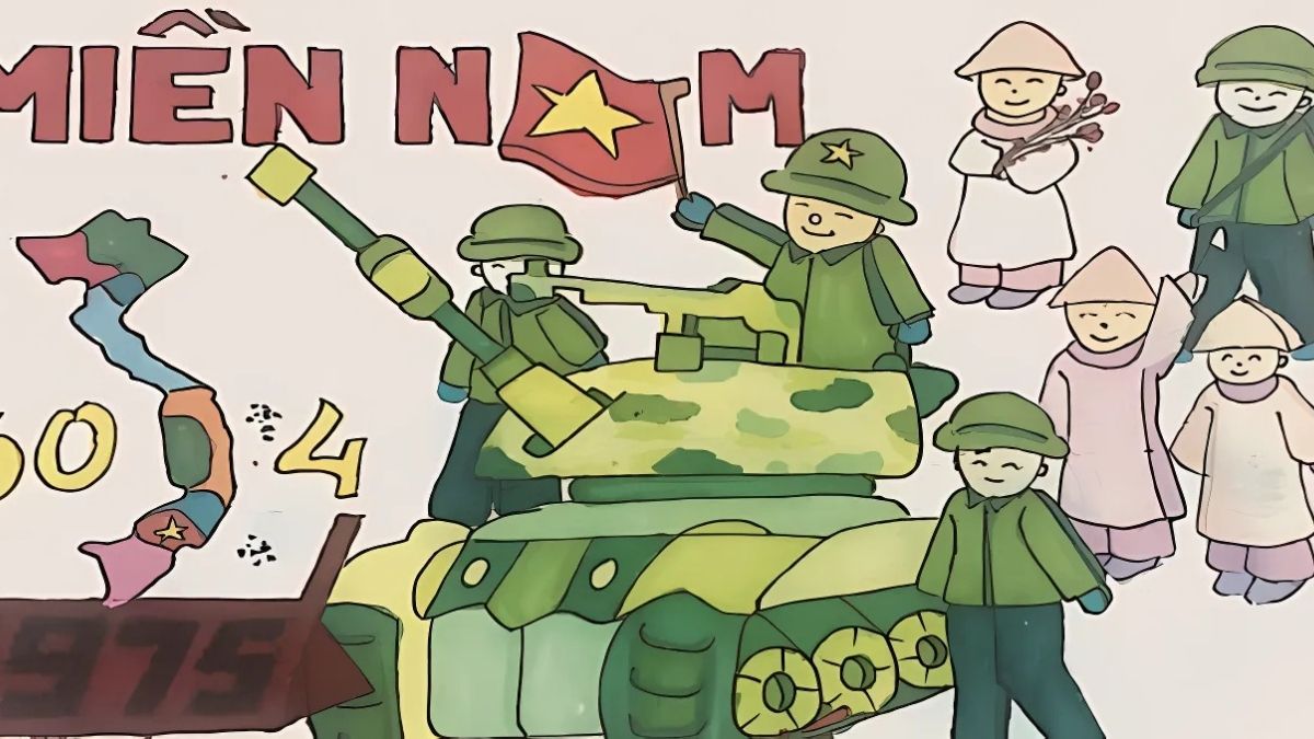 Vẽ tranh diễu hành ngày 30/4