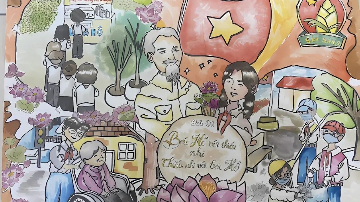 Tranh vẽ 30/4 về Bác Hồ