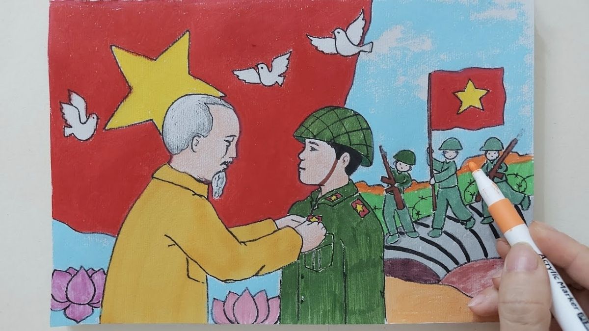 Tranh vẽ 30/4 về Bác Hồ