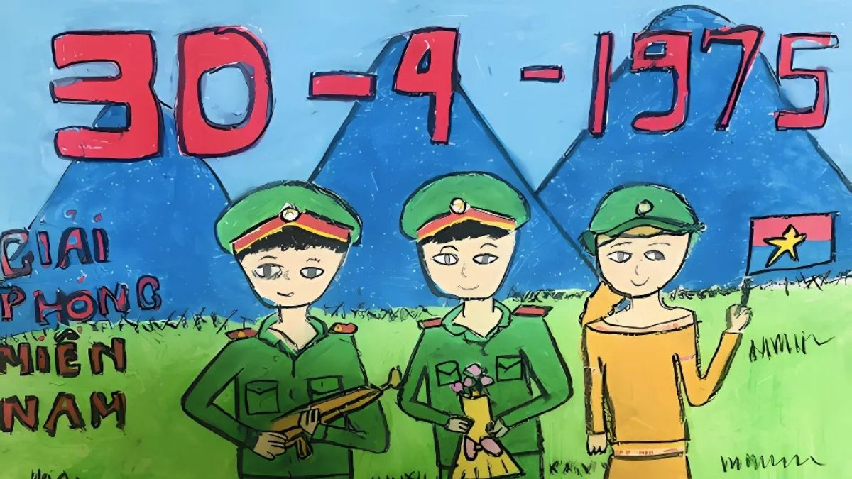 Tranh vẽ ngày 30/4 về chú bộ đội