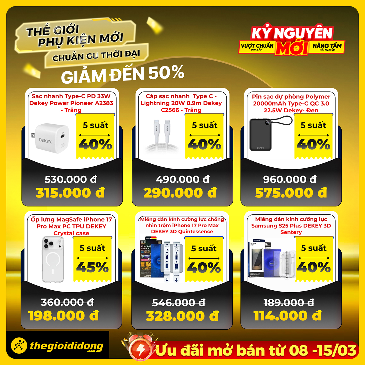Thế giới phụ kiện mới đang giảm đến 50% tại TGDĐ
