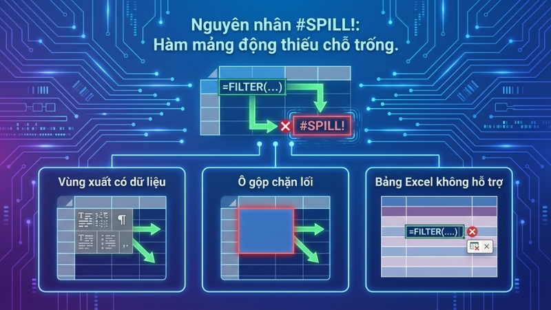 Nguy&ecirc;n nh&acirc;n g&acirc;y ra lỗi #SPILL! trong Excel