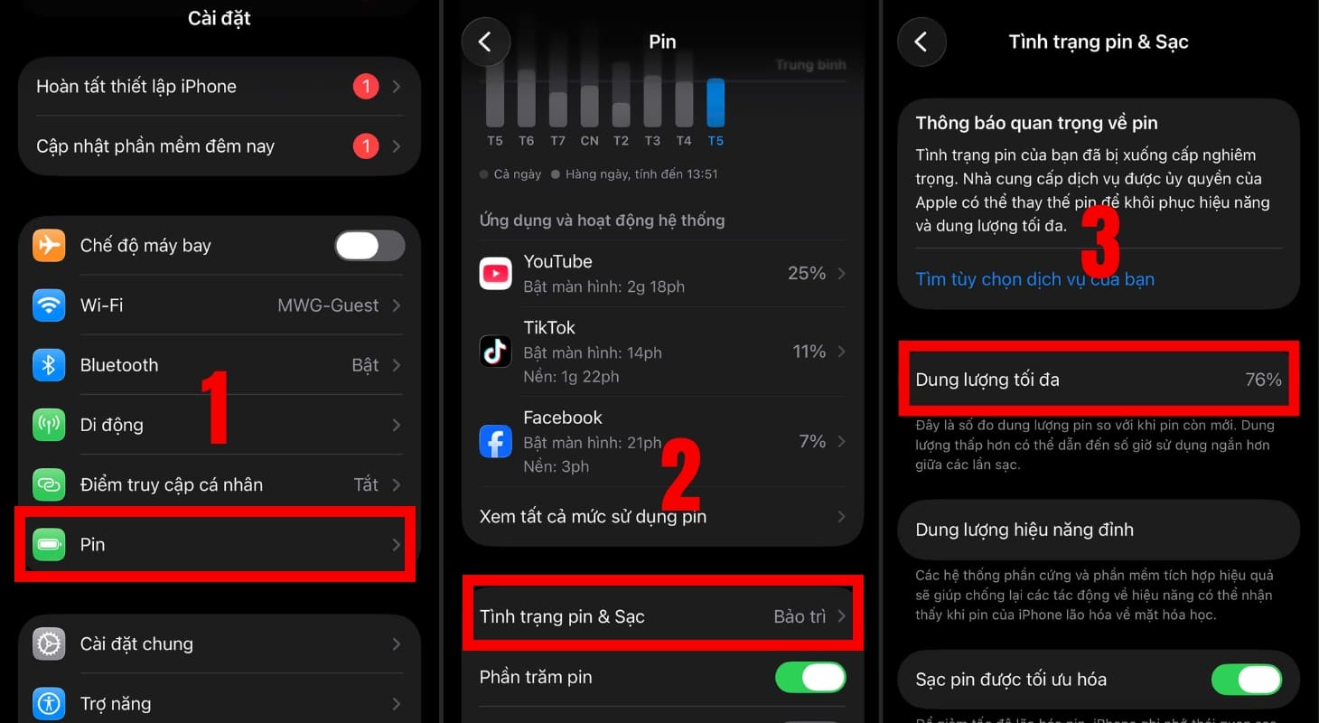 Kiểm tra tình trạng pin của iPhone