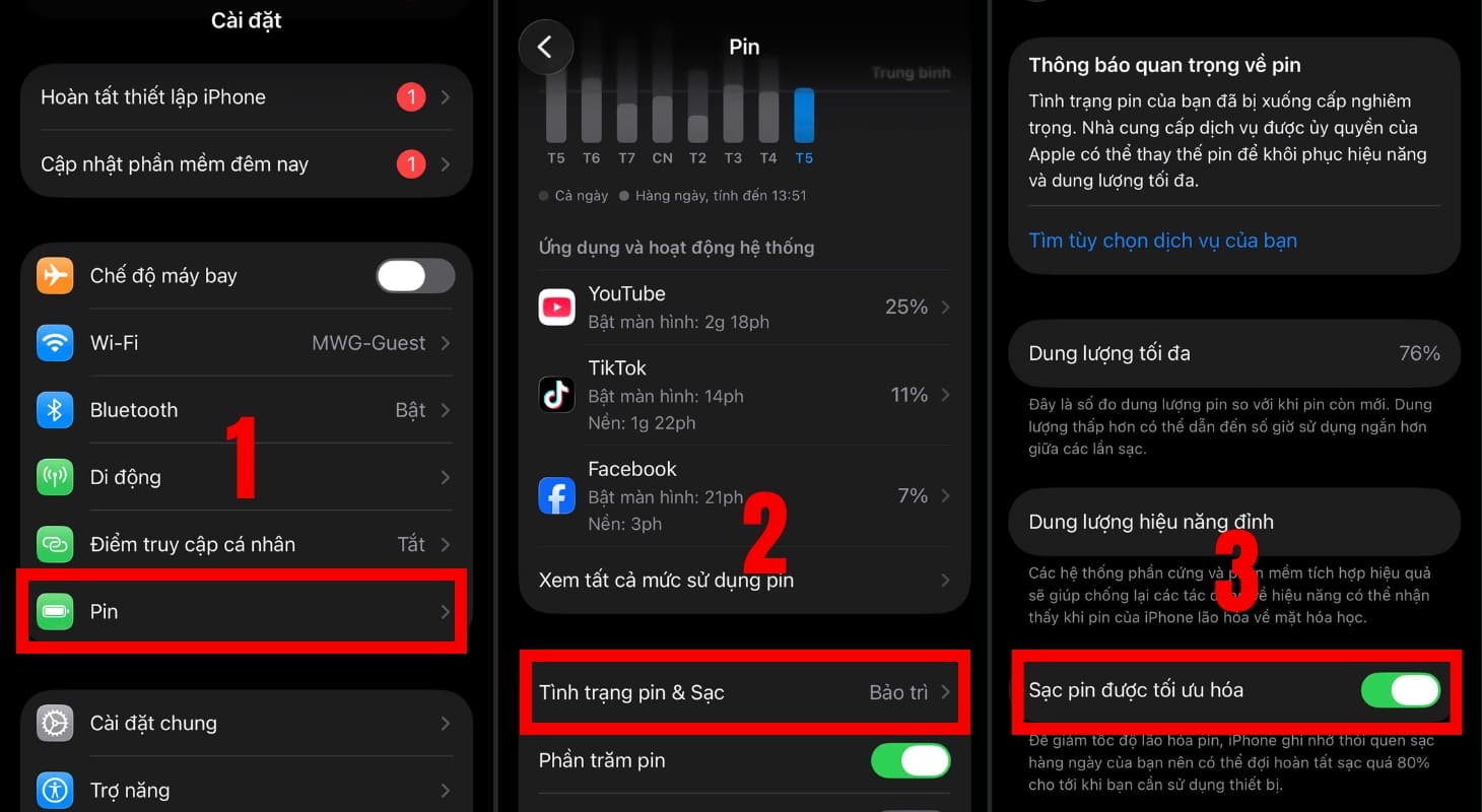 Tính năng Sạc pin được tối ưu hóa giúp điện thoại tạo thói quen sạc tốt