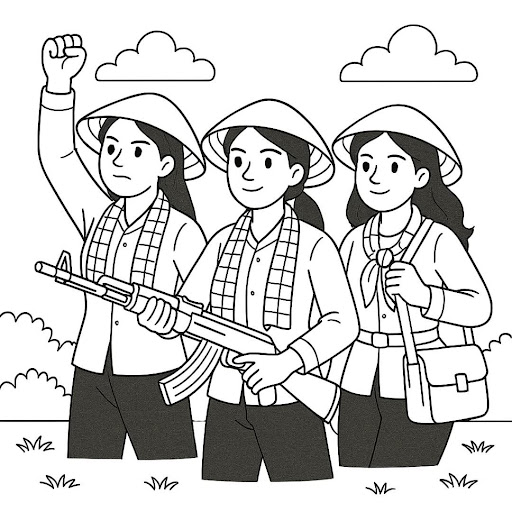 Tranh tô màu 30/4 1/5 cho bé tập tô